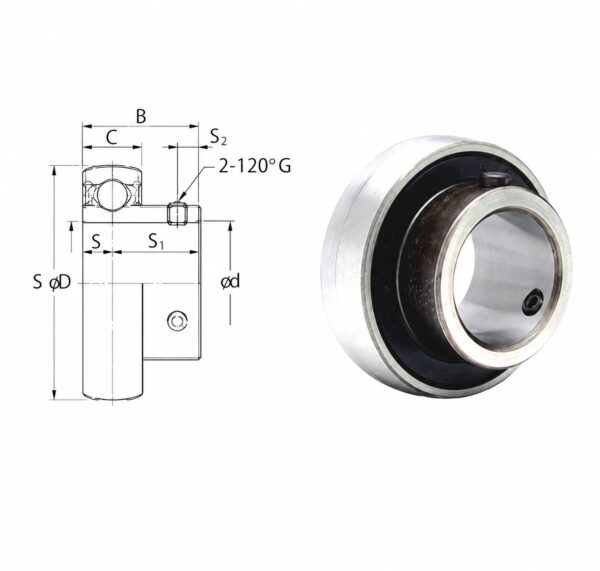 FYH SU002 Silver Series Insert Bearing 15 mm Bore