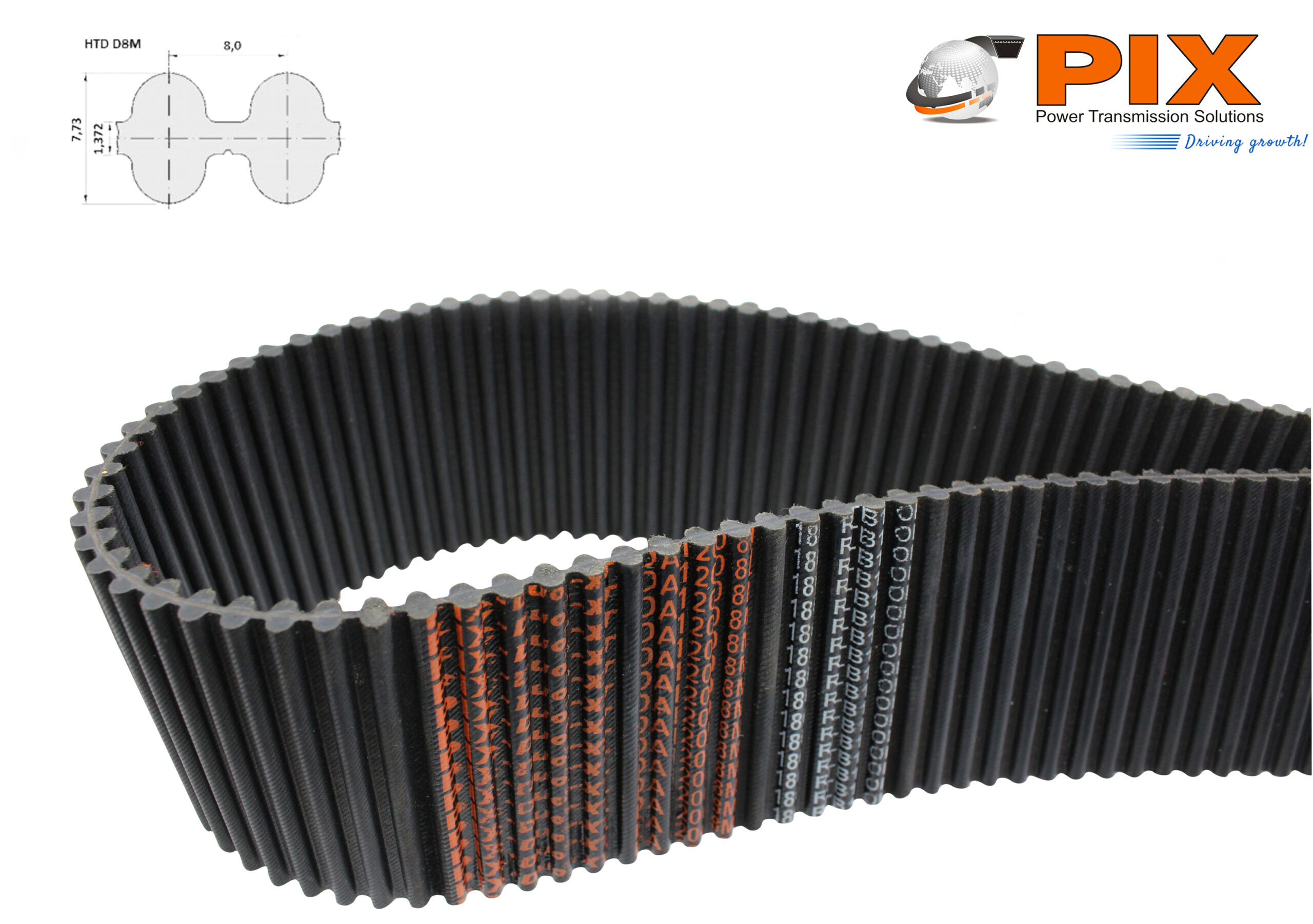 PIX D8M-1432 Double Sided Timing Belt (D8M) - 1432mm Pitch Length