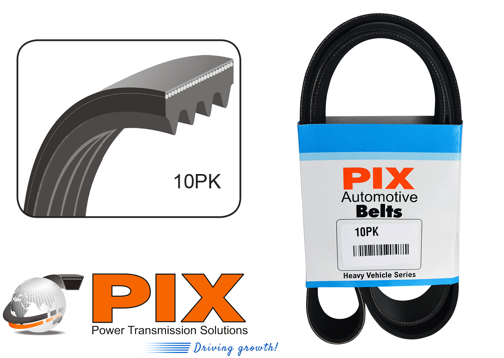 PIX 10PK-1875 Automotive Ribbed (Micro-V) Belt (10PK - 10 Ribs) - 1875mm