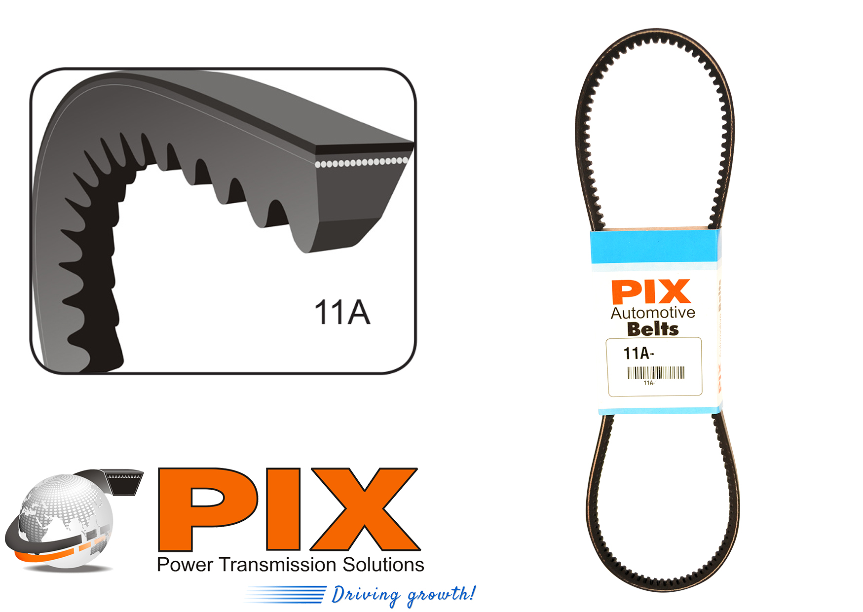 PIX 11A-940 Automotive Cogged V-Belt (11A Section) - 940mm
