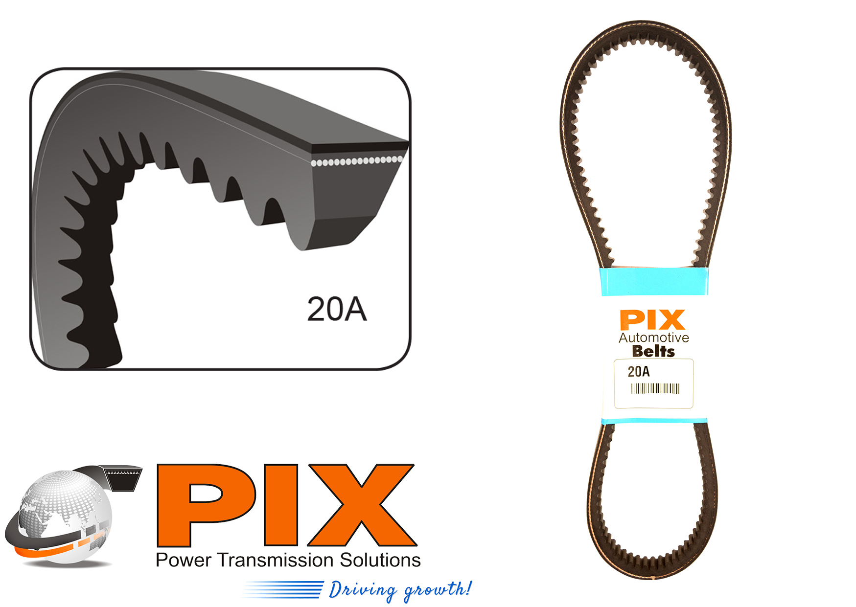 PIX 20A-1335 Automotive Cogged V-Belt (20A Section) - 1335mm