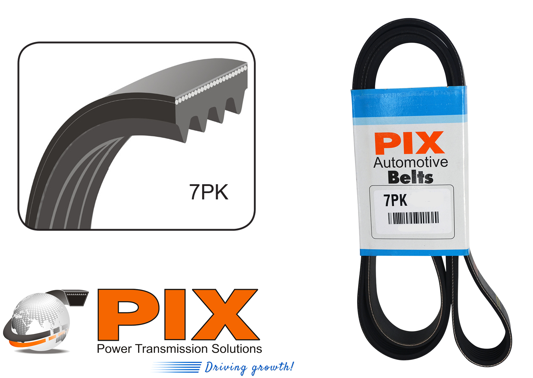 PIX 7PK-1350 Automotive Ribbed (Micro-V) Belt (7PK - 7 Ribs) - 1350mm