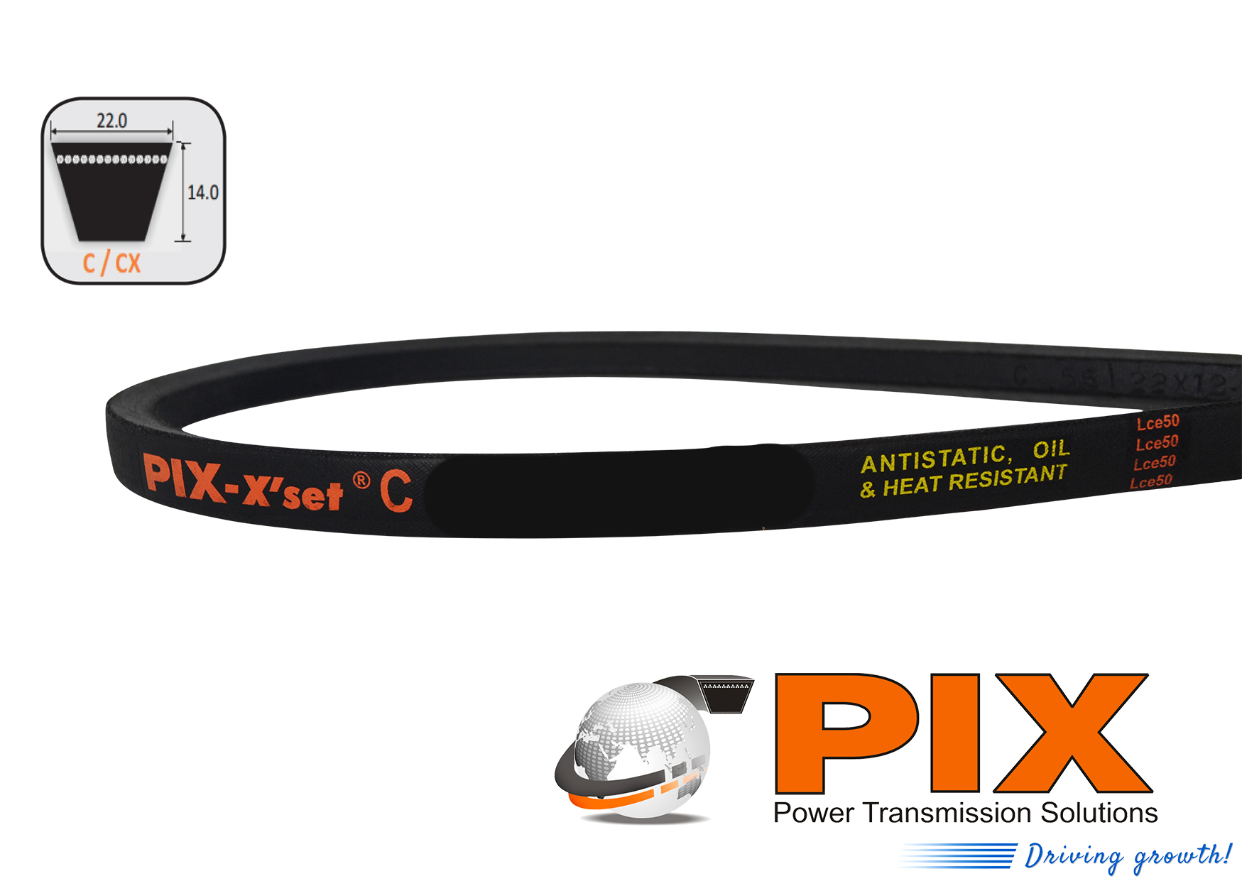 PIX C-163 Classical V-Belt (C Section) - 163″ Inside Length