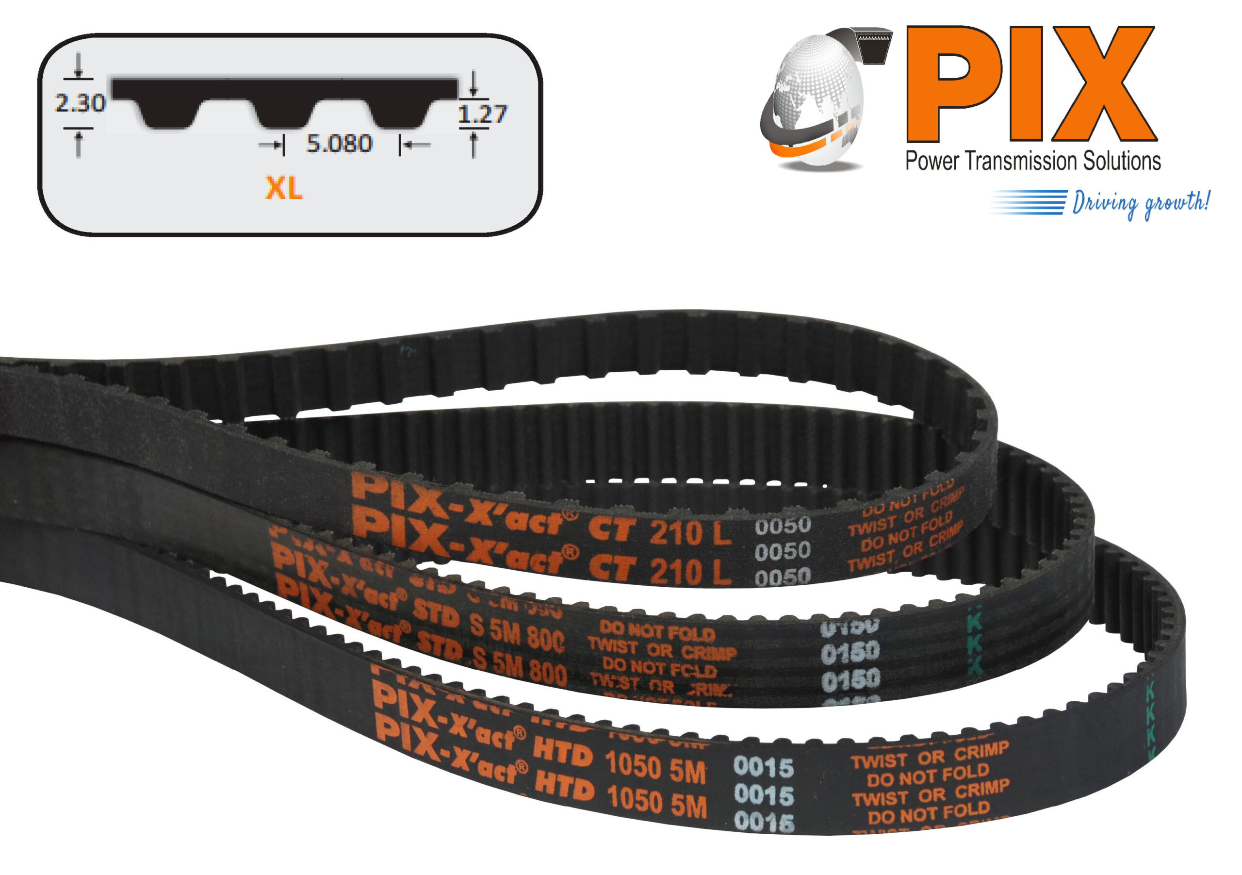 PIX 120-XL-037 Classical Timing Belt Precut (XL Pitch) - 12″ x 3/8" Wide