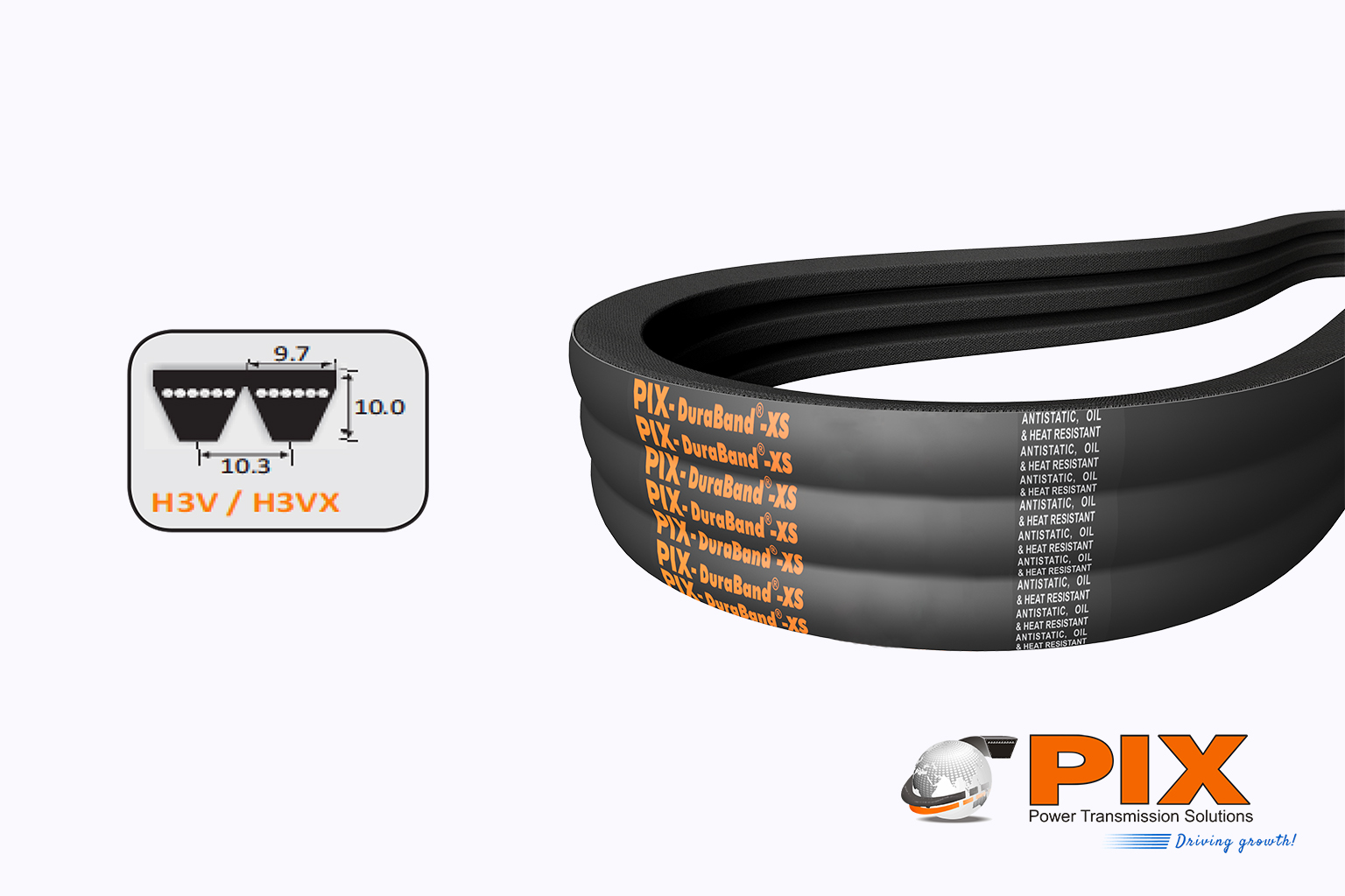 PIX H3V-800 Banded V-Belt (3V Section) - 80″ effective length