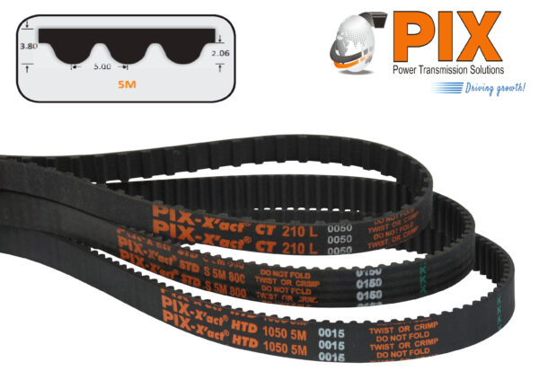 PIX 1000-5M HTD Timing Belt (5M Pitch) - 1000mm Pitch Length