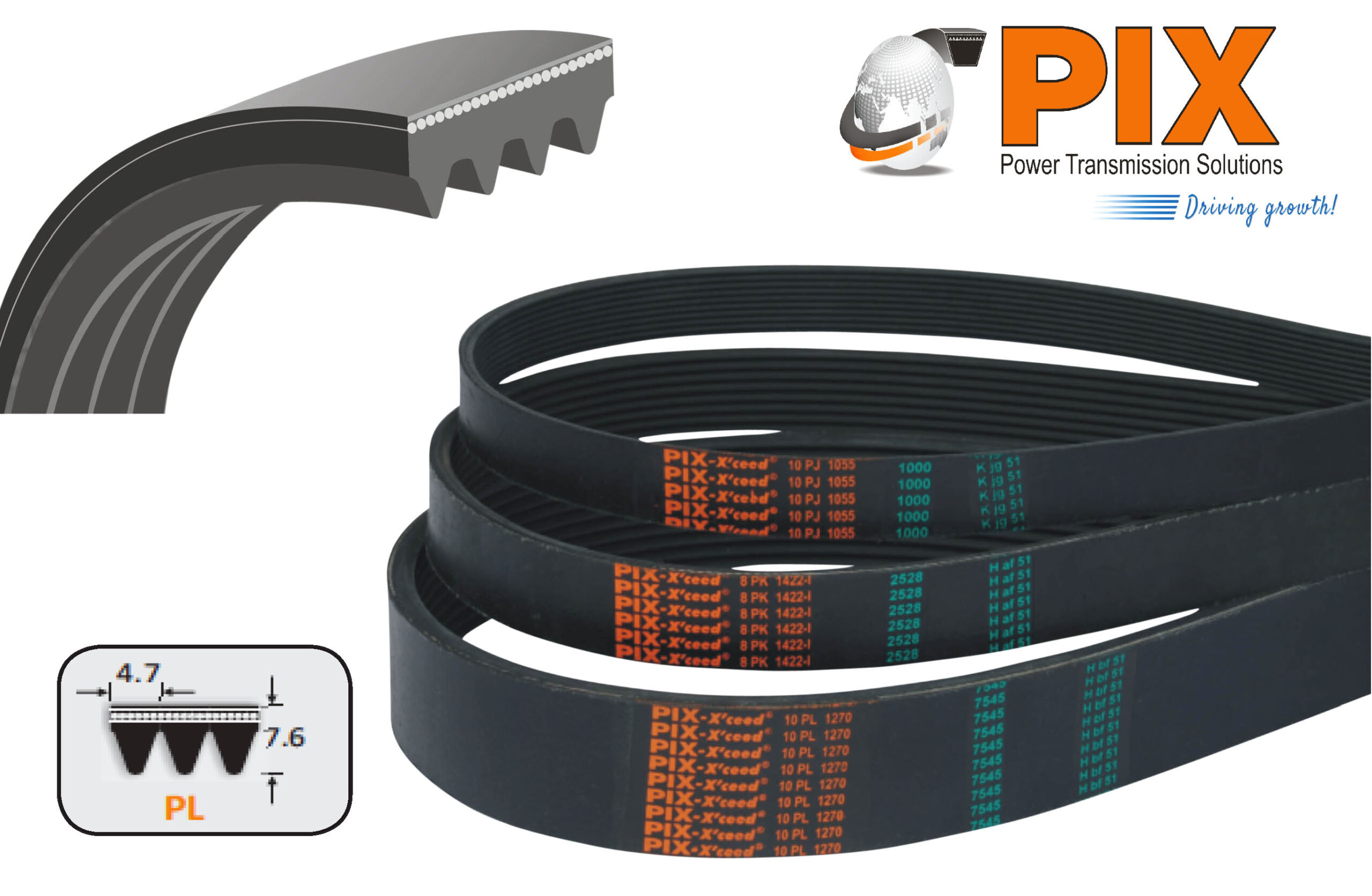 PIX 2997L Poly-V Belt (L Section) - 2997mm effective length