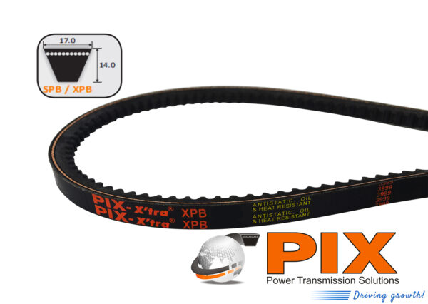PIX XPB-1590 Cogged Raw-Edge Wedge V-Belt (XPB Section) - 1590mm Pitch Length