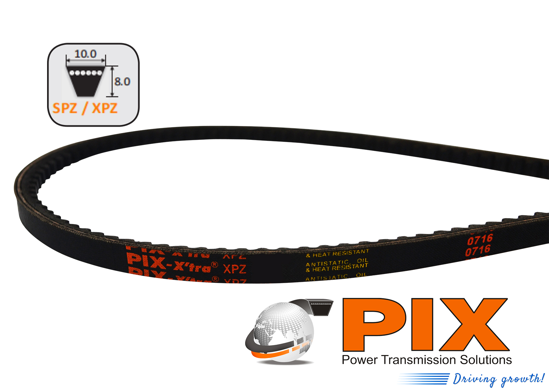 PIX XPZ-1637 Cogged Raw-Edge Wedge V-Belt (XPZ Section) - 1637mm Pitch Length