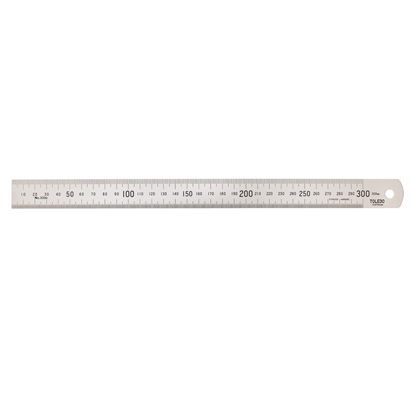 Toledo Stainless Steel Single Sided Rule Metric - 300mm