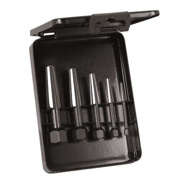 Rennsteig Screw Extractor Metal Case Set - Dual Edge 5 Pc.