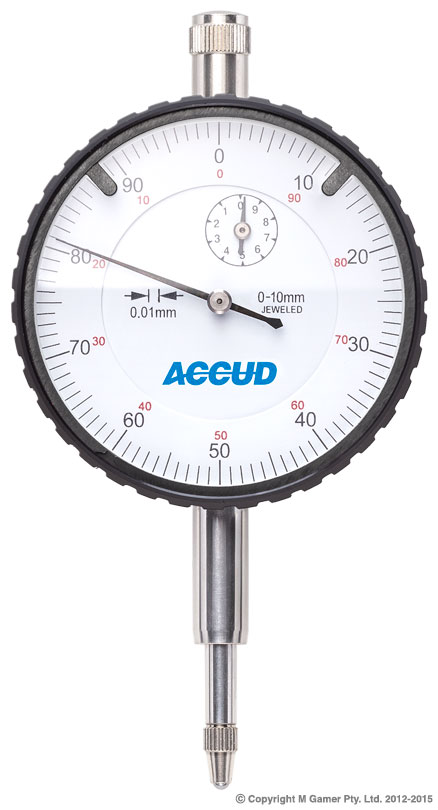 Accud AC-222-010-11 10mm Metric Jeweled Bearing Dial Indicator