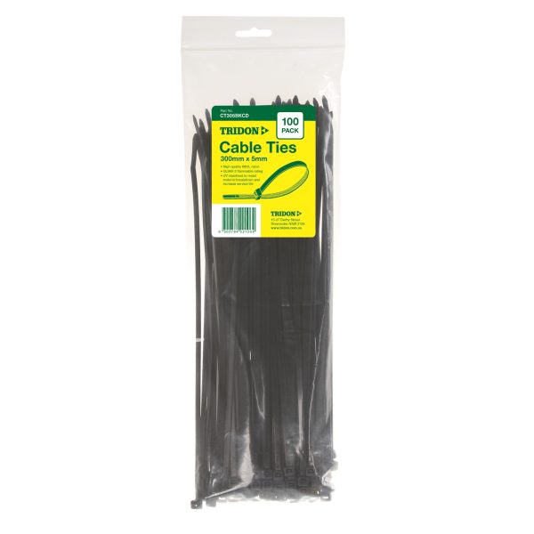 Tridon Cable Tie - Black 300mm long x 5mm wide - Pack of 25