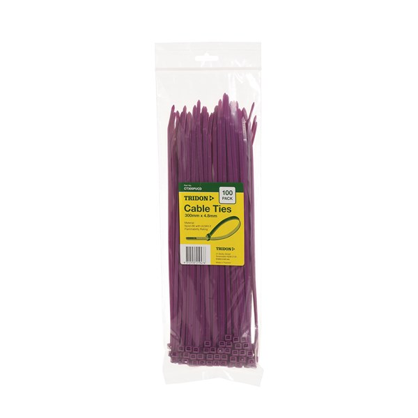Tridon Cable Tie Purple 300mm long x 4.8mm wide - Card of 100