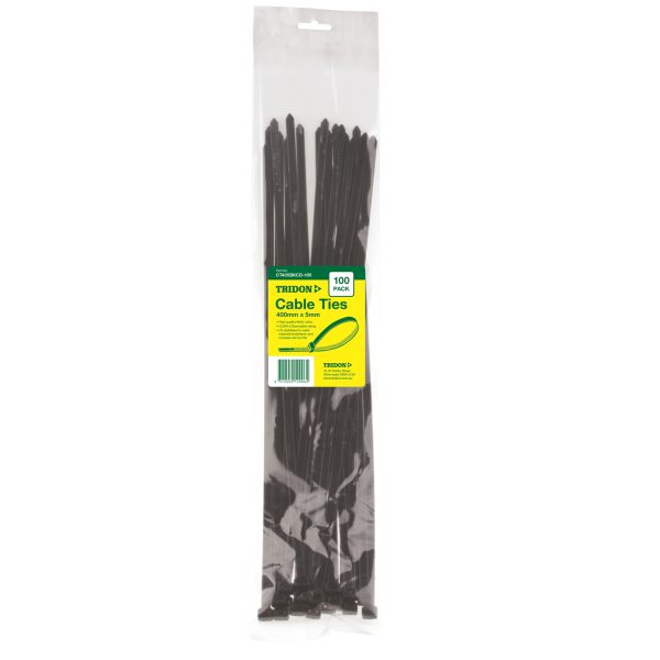 Tridon Cable Tie - Black 400mm long x 5mm wide - Pack of 100