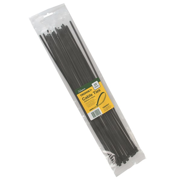 Tridon Cable Tie - Black 400mm long x 5mm wide - Card of 25