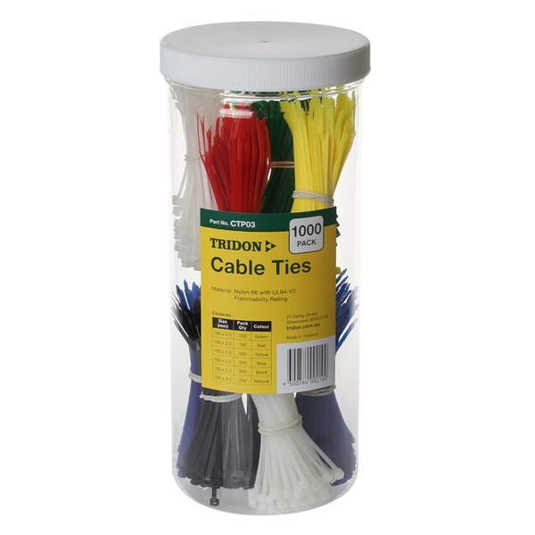 Tridon Cable Tie Assorted Pack - Assorted Colours - Pack of 1000