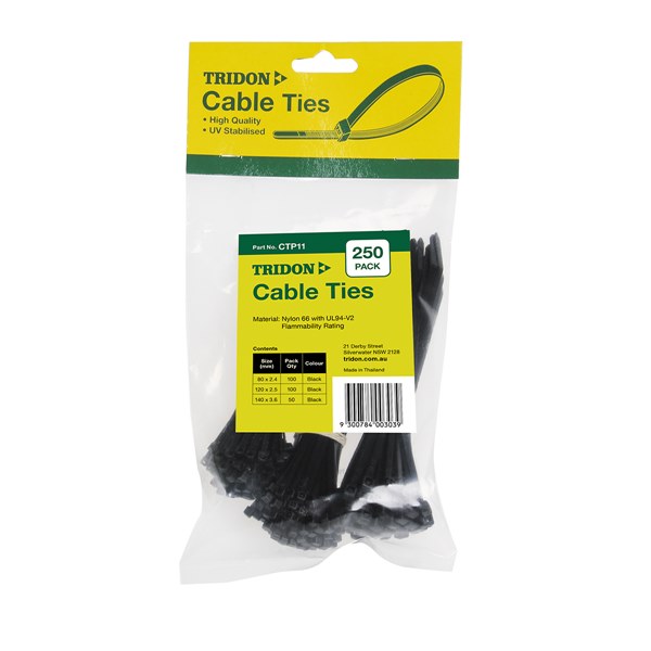 Tridon Cable Tie Combo Pack - Black