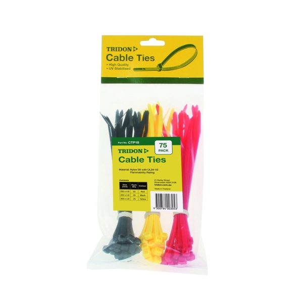 Tridon Cable Tie Combo Pack - Assorted Colours - Pack of 75