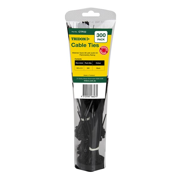 Tridon Cable Tie Assorted Pack 100mm long x 3mm wide - Pack of 300