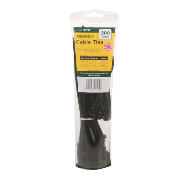 Tridon Toothpaste Tube Cable Tie Combo Pack - Black