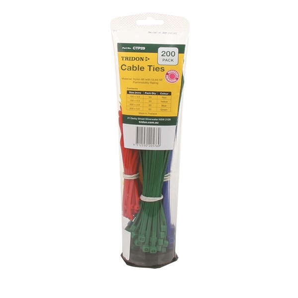 Tridon Toothpaste Tube Cable Tie Combo Pack - Assorted Colours