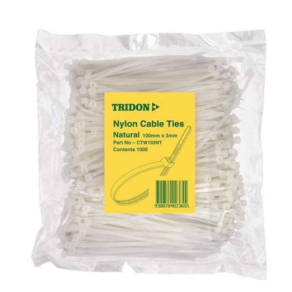 Tridon Cable Tie - Natural 100mm long x 3mm wide - Pack of 500