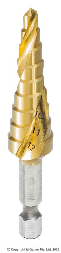 Harlingen H-11-001B-T01 4-12mm Spiral Flute Step Drill - 1mm Increments