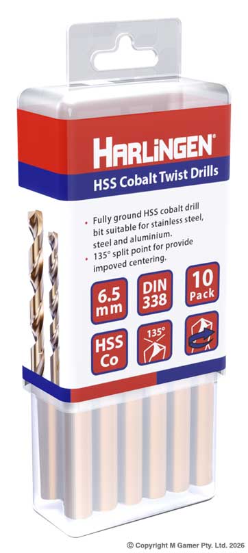 Harlingen H-11-008-LC105-P 7mm Straight Shank Twist Drill - HSS - Co5% - Pack of 10