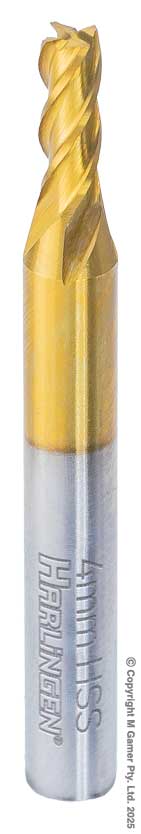 Harlingen H-11-047-T002 4mm Four Flute End Mill - HSS