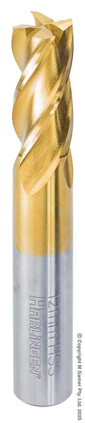 Harlingen H-11-047-T010 12mm Four Flute End Mill - HSS
