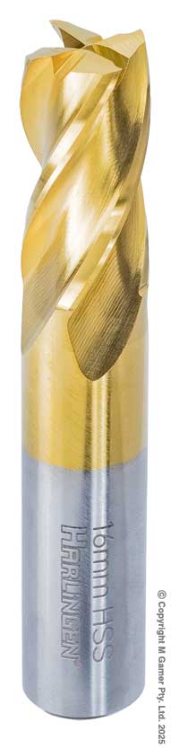 Harlingen H-11-047-T012 16mm Four Flute End Mill - HSS