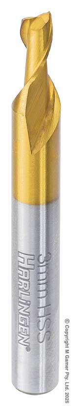 Harlingen H-11-048-T001 3mm Two Flute End Mill - HSS