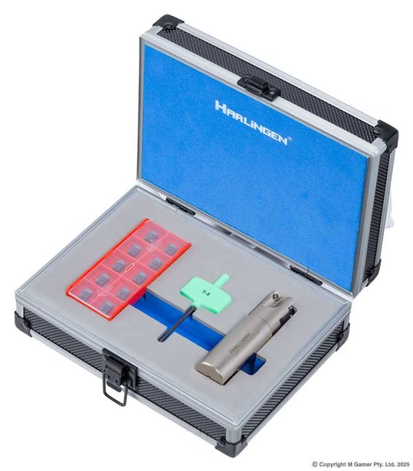 Harlingen H-11-373-S40-3 90deg APKT Indexable Nickel Plated Carbide End Mill Set - 25mm