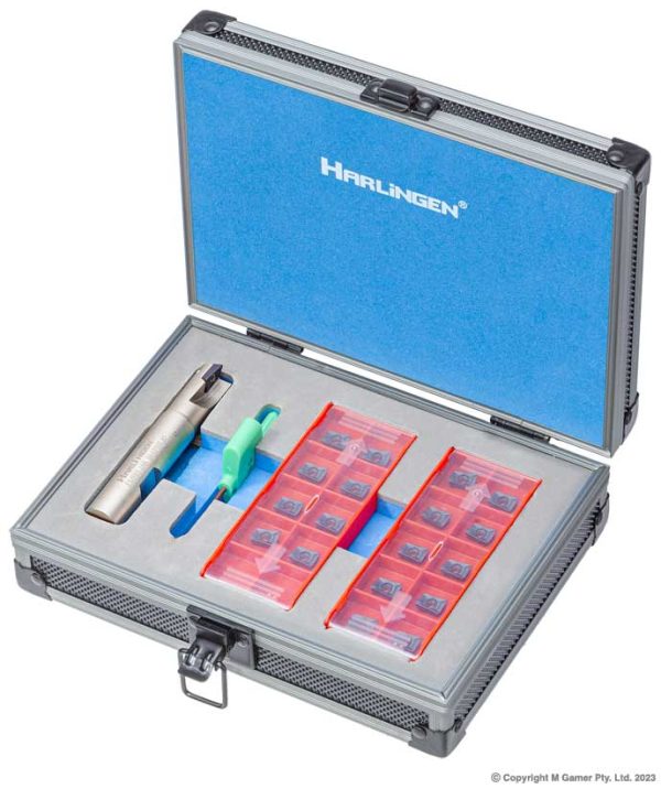 Harlingen H-11-373-S40 90deg APKT Indexable Nickel Plated Carbide End Mill Set - 16mm