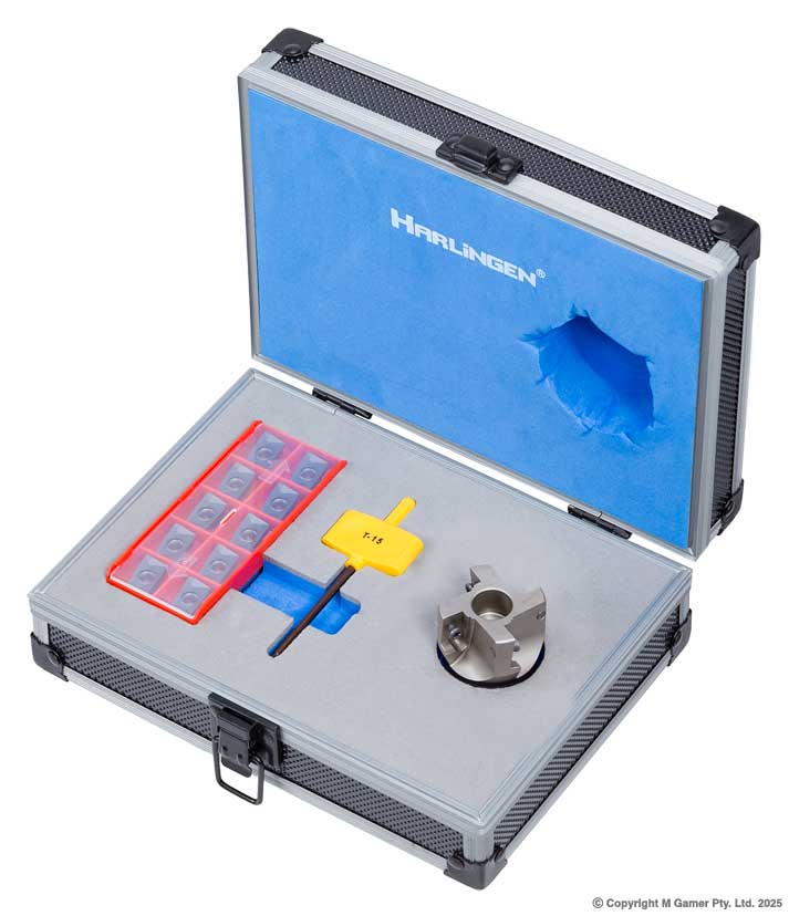 Harlingen H-11-374-S40-1 90deg APKT Indexable Nickel Plated Carbide Face Mill Set - 40mm