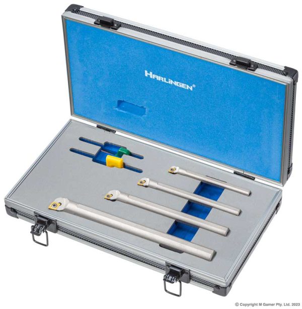 Harlingen H-11-383-T19 4 Piece Indexable Nickel Plated Carbide Boring Bar Set