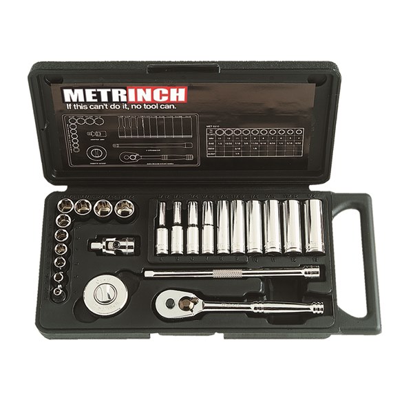 Metrinch Standard & Deep Wall Socket Set 1/4" Drive 24 Piece
