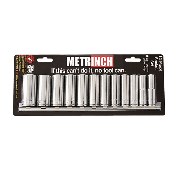 Metrinch Deep Wall Socket Set 3/8" Drive 12 Piece