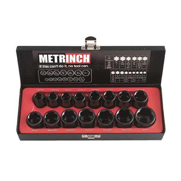 Metrinch Standard Impact Socket Set 1/2" Drive 15 Piece