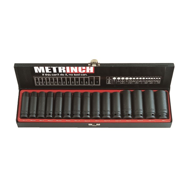 Metrinch Deep Wall Impact Socket Set 1/2" Drive 15 Piece