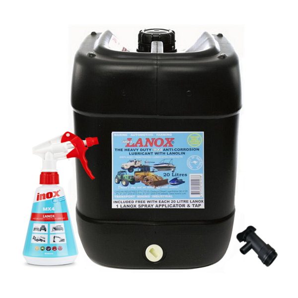 Inox MX4 LANOX Lanolin Lubricant w/ Applicator & Tap - 20L Drum