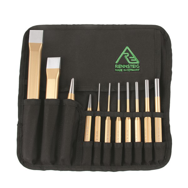 Rennsteig Chisel, Pin & Centre Punch Tool Roll - 11 Piece