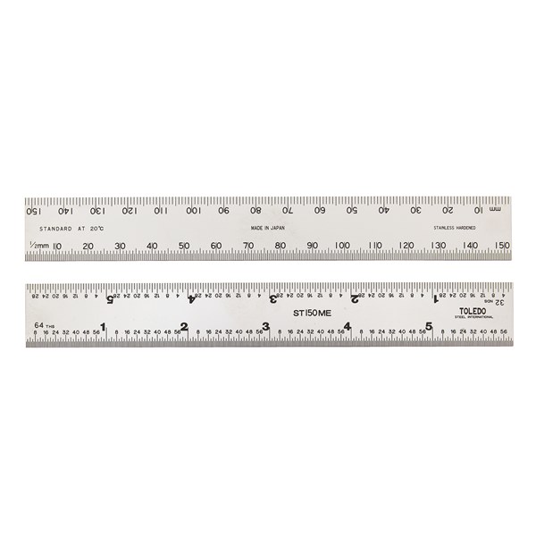 Toledo Stainless Steel Rule Double Sided Metric & Imperial - 150mm