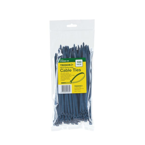 Tridon Cable Tie - Metal Detectable 200mm long x 5mm wide - Pack of 100