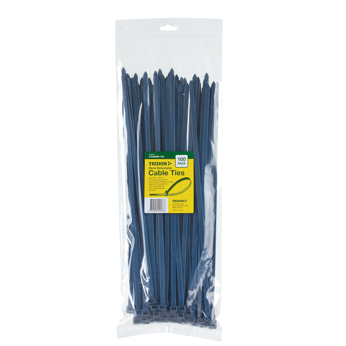 Tridon Cable Tie - Metal Detectable 390mm long x 8mm wide - Pack of 100