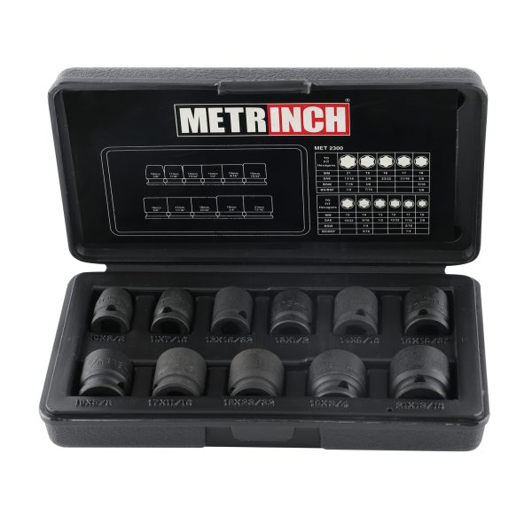 Metrinch Standard Impact Socket Set 3/8" Drive 11 Piece