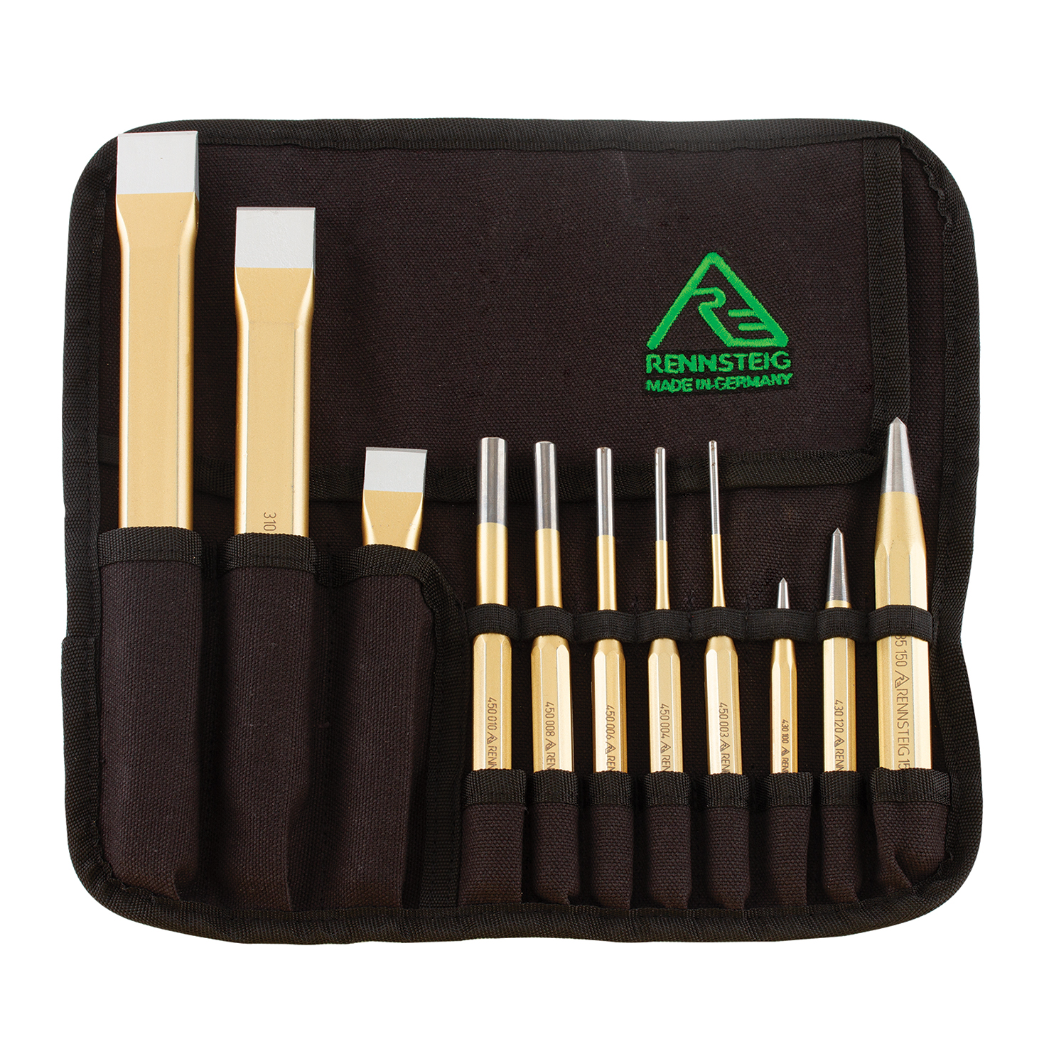 Rennsteig Chisel, Pin & Centre Punch Tool Roll - 11 Piece
